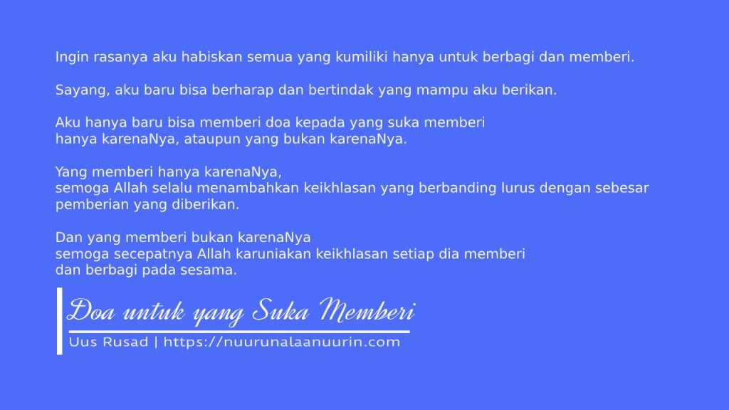 Doa untuk yang Suka Memberi