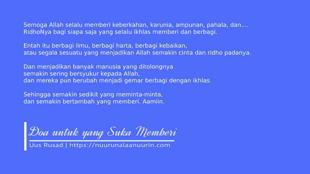 Doa untuk yang Suka Memberi